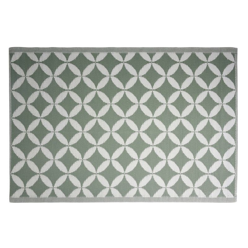 Foto van 4goodz vloerkleed outdoor buitenkleed cirkel/ruit 120x180 cm - groen