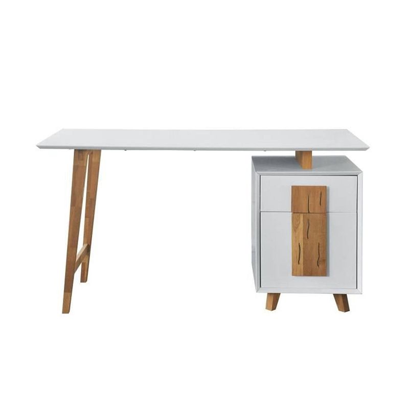 Foto van Bureau 1 deur 1 lade - hout en wit decor - l 140 x p 76 x h 60 - hambourg