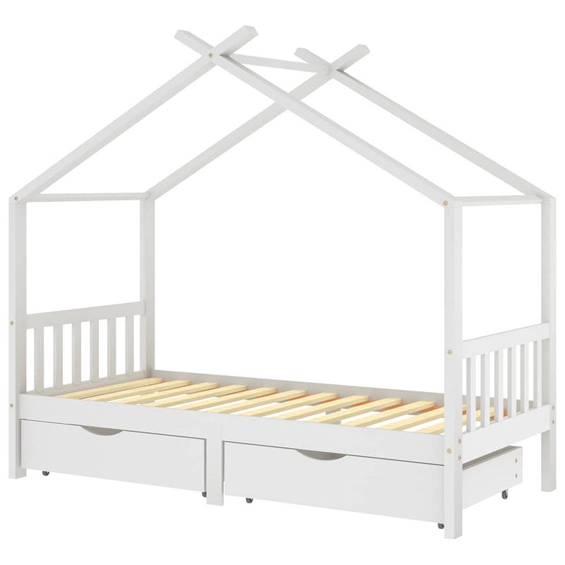 Foto van Vidaxl kinderbedframe met lades massief grenenhout 90x200 cm wit