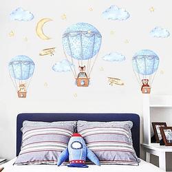 Foto van Muursticker luchtballonnen met dieren & wolkjes wanddecoratie muurdecoratie kinderkamer babykamer