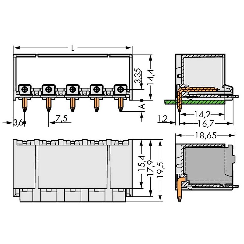 Foto van Wago 2092-3424/200-000 male behuizing-board 2092 totaal aantal polen: 4 rastermaat: 7.50 mm 100 stuk(s)