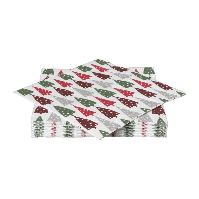 Foto van Servetten kerstboom - multikleur - 20 stuks - 33x33 cm