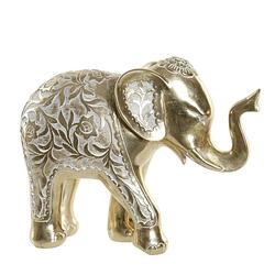 Foto van Woonkamer decoratie dieren beeldje - olifant - goud kleurig - 19 x 8 x 16 cm - beeldjes