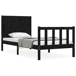 Foto van The living store bedframe massief grenenhout - praktisch en decoratief - afmeting- 195.5 x 95.5 x 100 cm - kleur- zwart