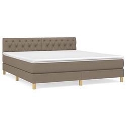 Foto van The living store boxspring met matras stof taupe 160x200 cm - bed