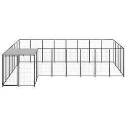 Foto van The living store hondenkennel groot - 330 x 440 x 110 cm - draadgaas - zwart/zilvergrijs