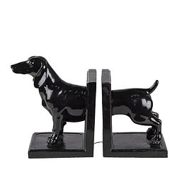 Foto van Clayre & eef boekensteunen (set v 2) 25*9*15 cm zwart kunststof hond