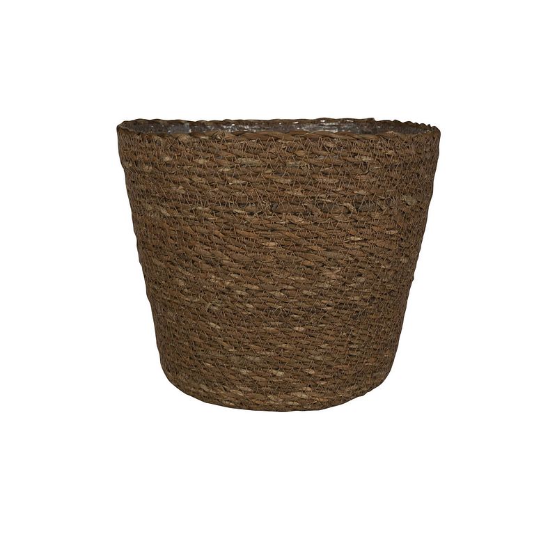 Foto van Plantenpot/bloempot van jute/zeegras diameter 22 cm en hoogte 19 cm camel bruin - plantenpotten