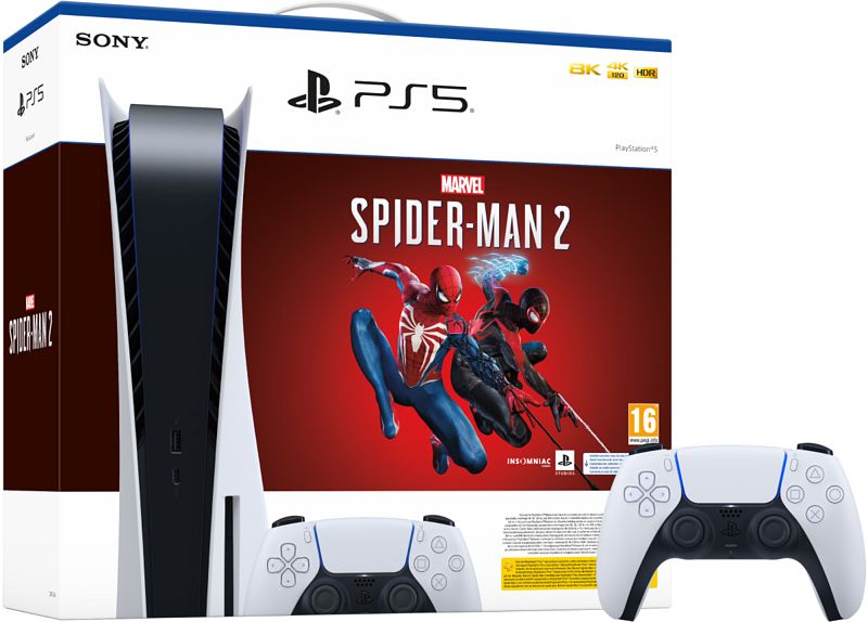 Foto van Playstation 5 disc edition + marvel's spider-man 2 + extra controller wit