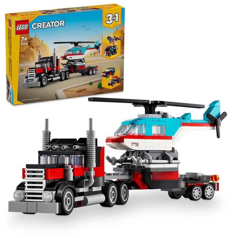 Foto van Lego creator 3-in-1 truck met helikopter 31146