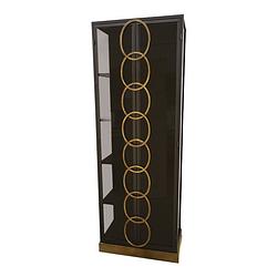 Foto van Ptmd riho black metal cabinet high smoky glass doors