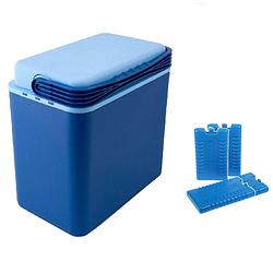 Foto van Koelbox donkerblauw 24 liter 39 x 25 x 40 cm incl. 4 koelelementen - koelboxen