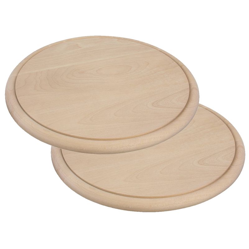 Foto van Set van 2x stuks ronde houten ham plankjes / broodplanken / serveer planken 25 cm - serveerplanken