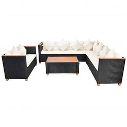 Foto van Vidaxl 6-delige loungeset met kussens poly rattan zwart