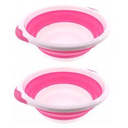 Foto van Pakket van 2x stuks benson opvouwbaar afwasteiltjes / afwasbakken roze d30 cm - afwasbak