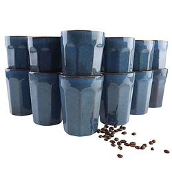 Foto van Otix koffiekopjes zonder oor cappuccino en latte macchiato mokken 12 stuks 400 ml koffietassen aardewerk bluett