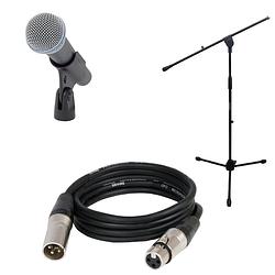 Foto van Shure beta 58a zangmicrofoon met kabel en statief