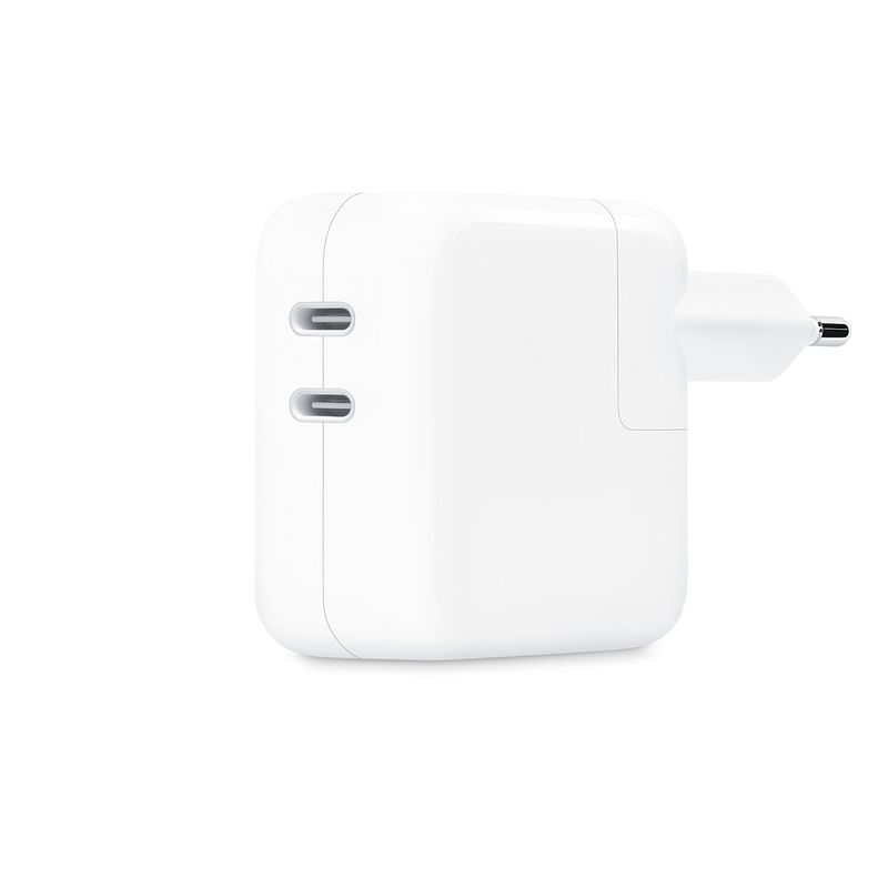 Foto van Apple lichtnetadapter van 35 w met twee usb?c-poorten oplader wit