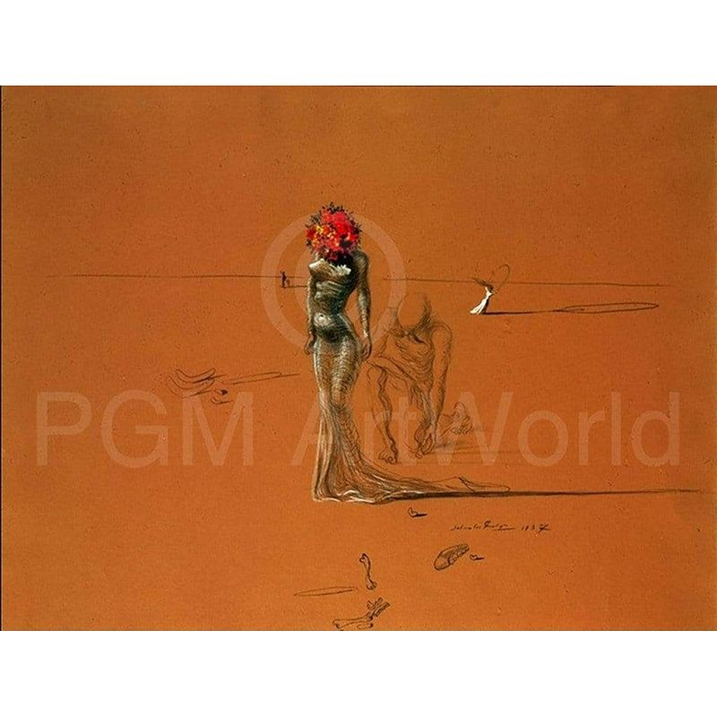 Foto van Salvador dali - female with head of flowers kunstdruk 80x60cm