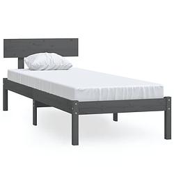 Foto van The living store bedframe - grenenhout - 90x190 cm - grijs - inclusief hoofdeinde