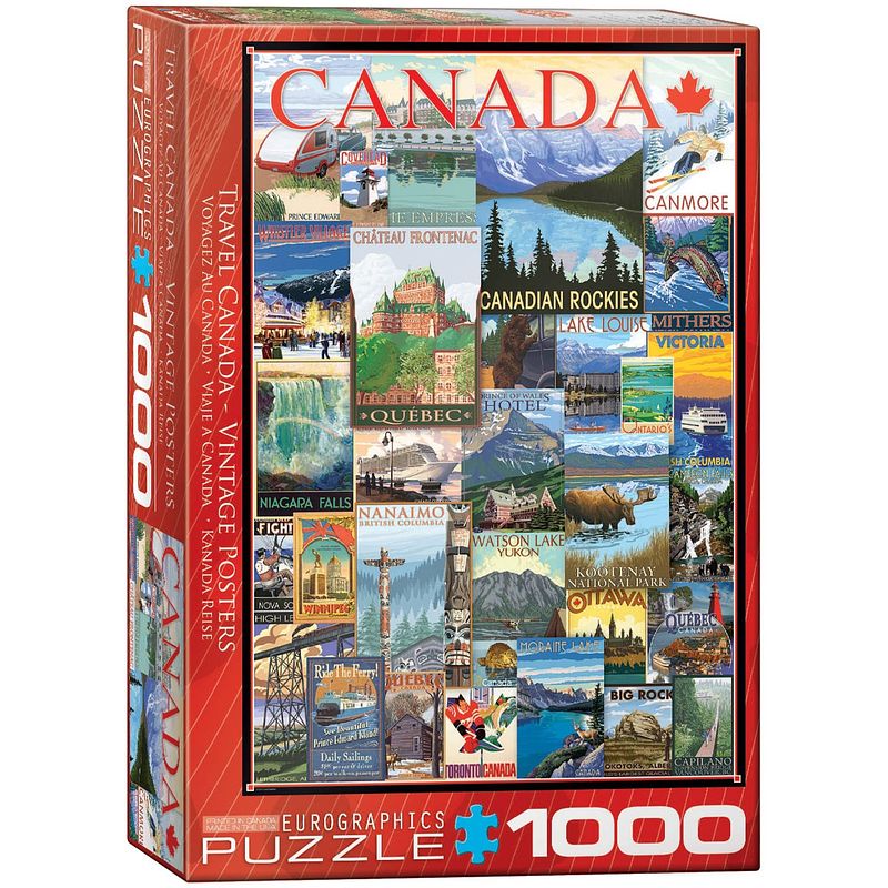 Foto van Eurographics puzzel travel canada vintage posters - 1000 stukjes