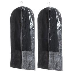 Foto van Set van 2x stuks kleding/beschermhoezen pp zwart 135 cm inclusief kledinghangers - kledinghoezen