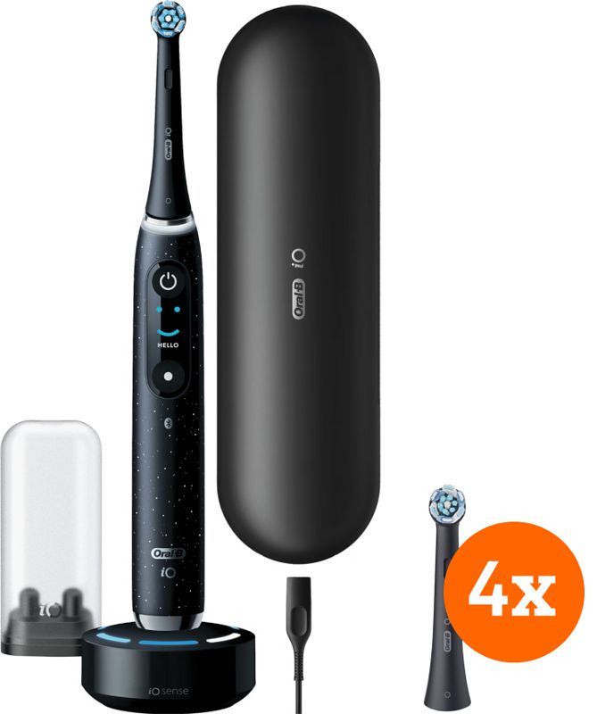 Foto van Oral-b io 10 black + io ultimate clean opzetborstels (4 stuks)