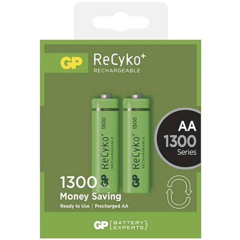 Foto van Gp oplaadbare aa batterijen 1300 mah 2 stuks