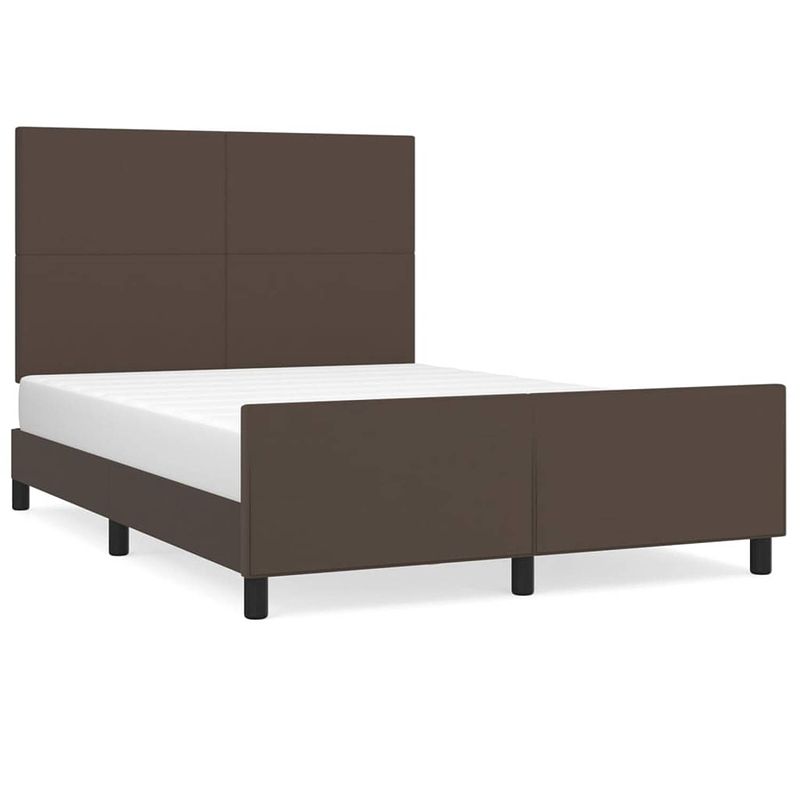 Foto van Vidaxl bedframe met hoofdbord kunstleer bruin 140x190 cm