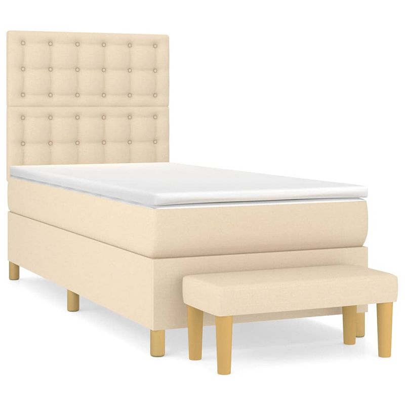 Foto van The living store boxspringbed classic - 203 x 90 x 118/128 cm - crème - pocketvering