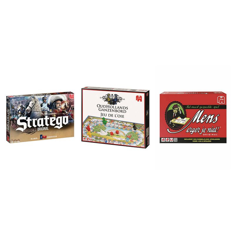 Foto van Spellenbundel - bordspellen - 3 stuks - stratego & ganzenbord & mens erger je niet