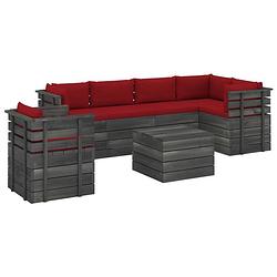 Foto van Vidaxl 7-delige loungeset met kussens pallet massief grenenhout