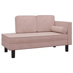 Foto van The living store chaise longue - fluweel - roze - 118x55x57 cm - comfortabel en stabiel