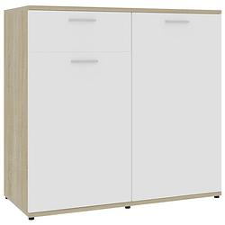 Foto van Vidaxl dressoir 80x36x75 cm spaanplaat wit en sonoma eikenkleurig