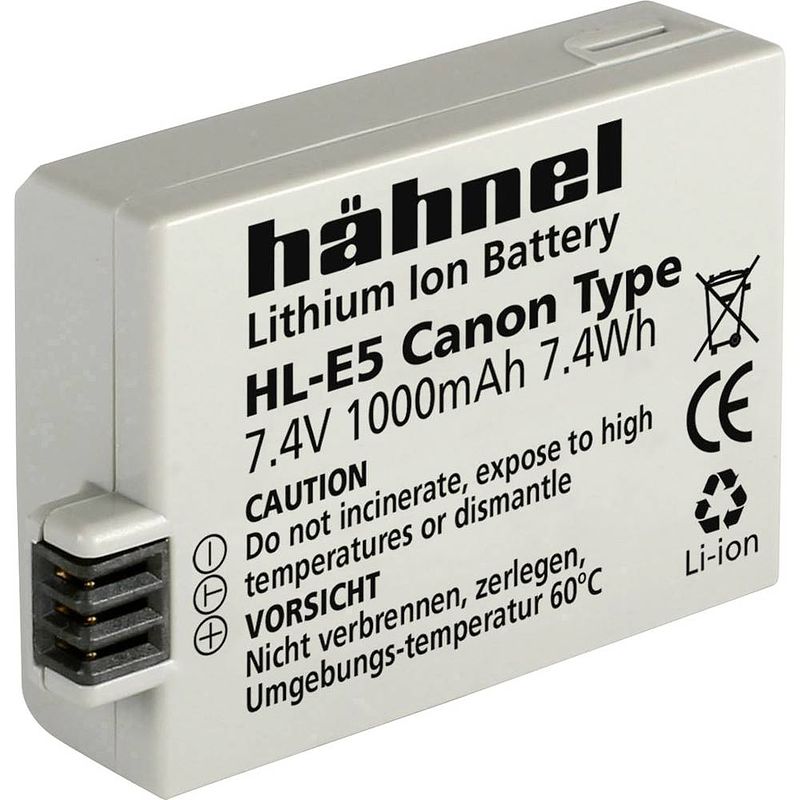 Foto van Hähnel fototechnik hl-e5 camera-accu vervangt originele accu lp-e5 7.4 v 1000 mah