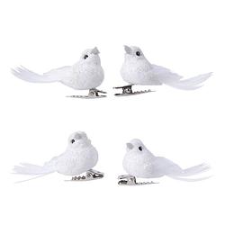 Foto van Decoris - vogel foam l2b5h2.5 cm wit 4st kerst