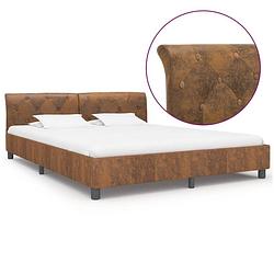 Foto van Vidaxl bedframe kunstsuède bruin 180x200 cm