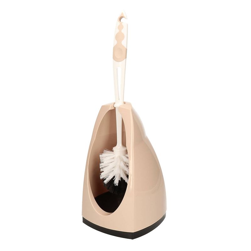 Foto van Wc-borstel/toiletborstel met houder beige/zwart 41.5 cm van kunststof - toiletborstels