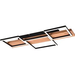 Foto van Led plafondlamp - plafondverlichting - trion harla - 30w - warm wit 3000k - dimbaar - rechthoek - mat zwart - aluminium