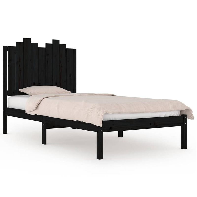 Foto van Vidaxl bedframe massief grenenhout zwart 90x200 cm