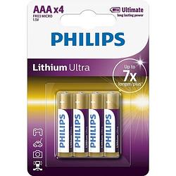 Foto van Philips aaa lithium ultra batterijen - 4 stuks