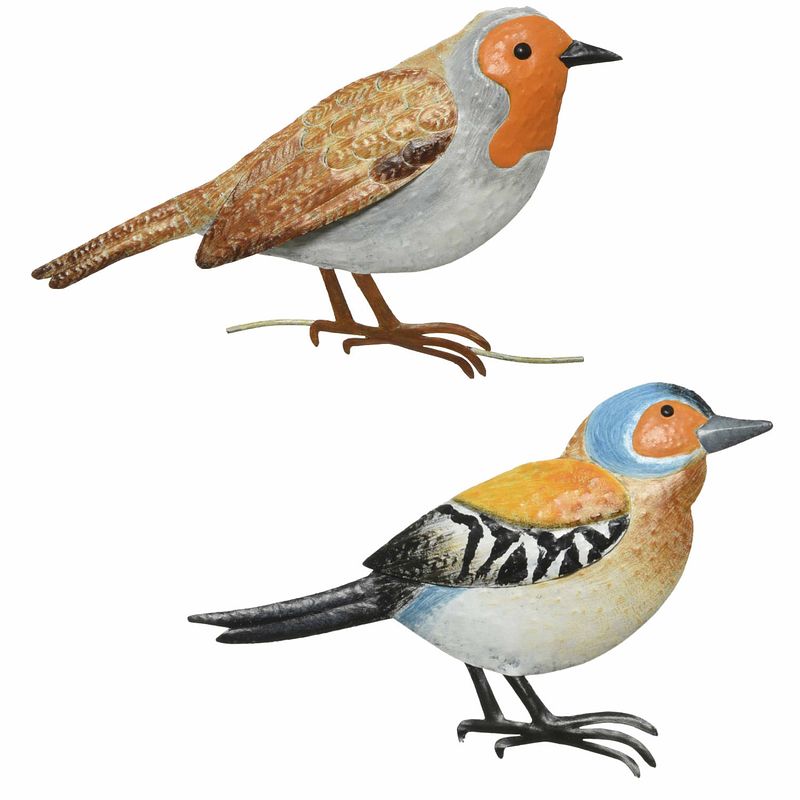 Foto van Decoratie vogels/muurvogels vink en roodborstje voor in de tuin 38 cm - tuinbeelden