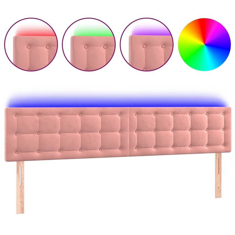 Foto van The living store hoofdeinde led-roze - 180 x 5 x 78/88 cm - fluweel - verstelbare hoogte - comfortabele ondersteuning -