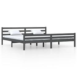 Foto van The living store bedframe - grenenhout - 205.5 x 205.5 x 69.5 cm - grijs - geschikt voor 200 x 200 cm matras