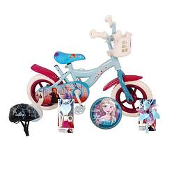 Foto van Volare kinderfiets woezel & pip - 10 inch - blauw/paars - doortrapper - met fietshelm en accessoires