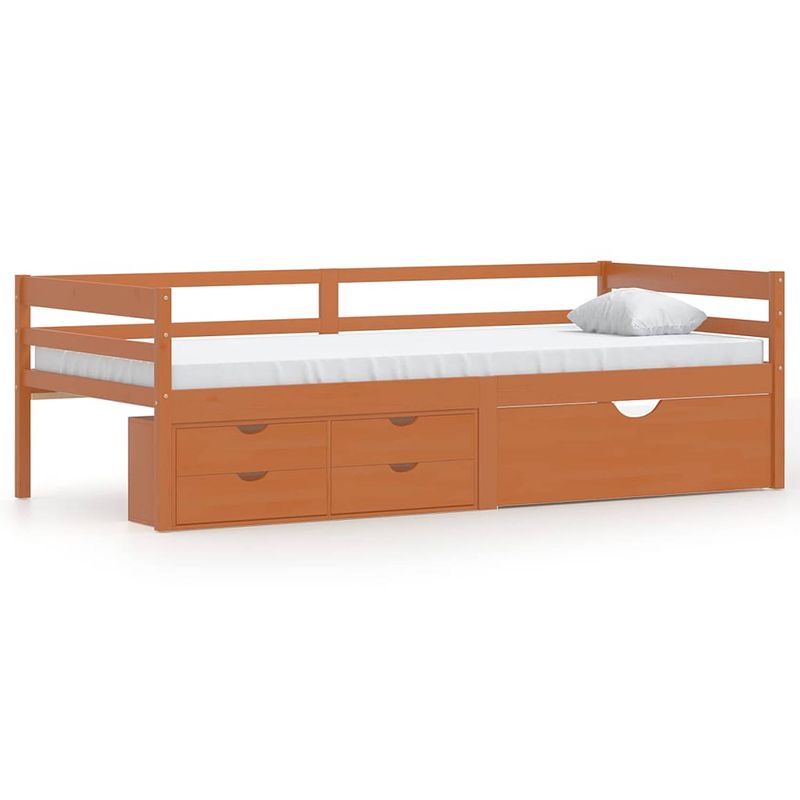 Foto van The living store bedframe grenenhout - comfort - 206 x 96 x 65 cm - kleur- honingbruin