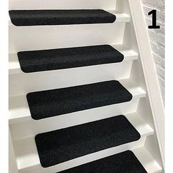 Foto van Trapmatten set recht - antraciet - 15 stuks - 65x22x3,5cm - zelfklevende trapmat voor trap