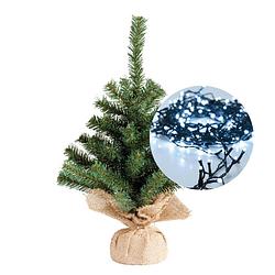 Foto van Mini kerstboom 35 cm - met kerstverlichting helder wit 300 cm - 40 leds - kunstkerstboom