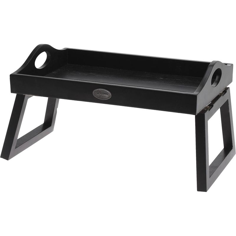 Foto van Relaxwonen - dienblad - bijzettafel - banktafel - over de armleuning - hout - zwart - 30x20x8 cm