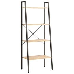 Foto van Vidaxl ladderrek met 4 schappen 56x35x140 cm lichtbruin en zwart